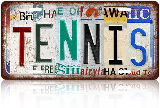 Vintage Sport Metal Tin Sign Tennis License Plate Wall Decor for Home Cafe Bar Pub 12 x 6 Inches