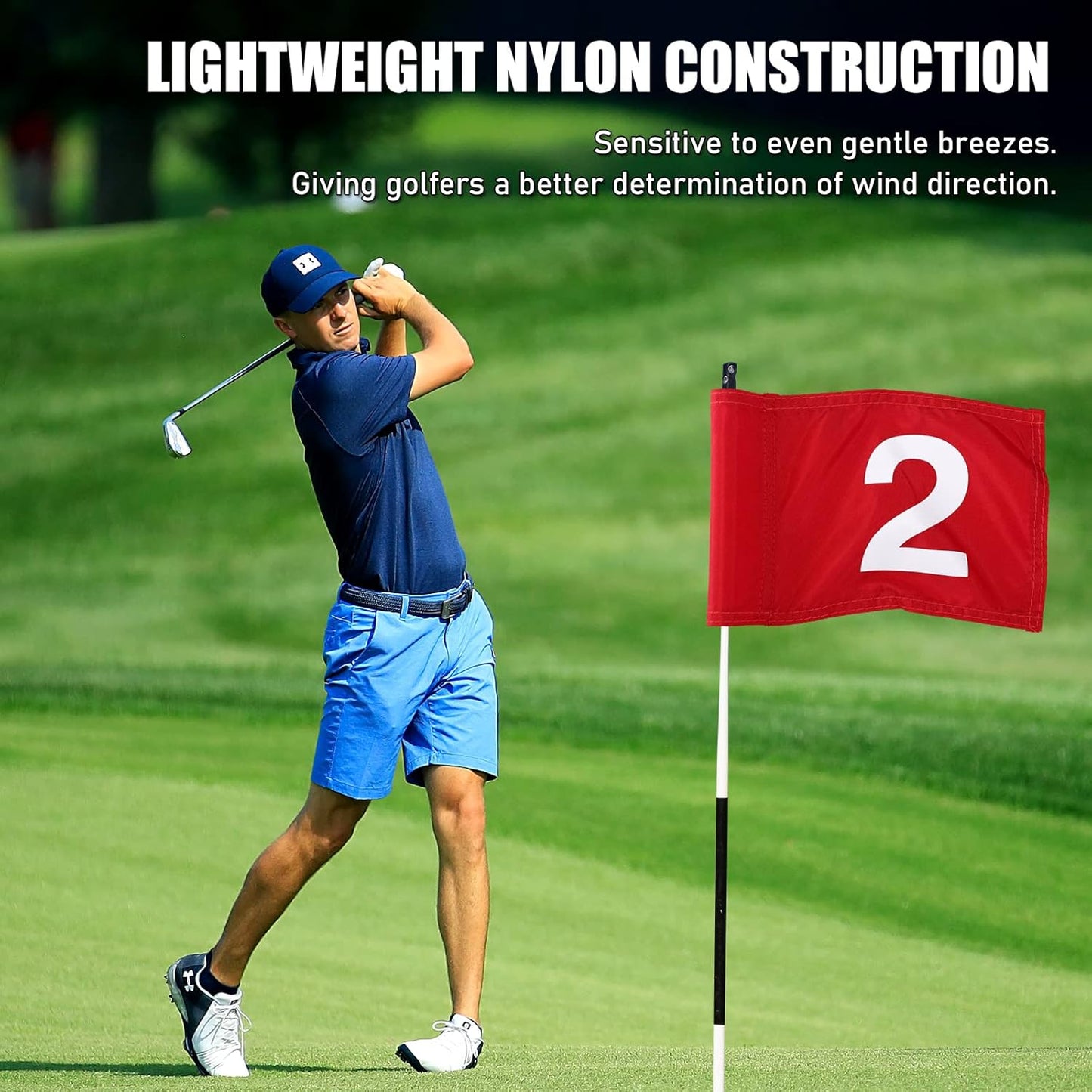 TOBWOLF 4PCS 15x22cm / 5.9x8.7in Golf Flags with Tube Inserted, Portable 420D Nylon Putting Green Golf Flag, Practice Golf Target Flag Training Numbered Putting Golf Pin Flag for Yard Indoor Outdoor