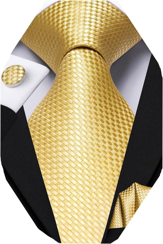 Dubulle Mens Paisley Striped Tie WOVEN Necktie for Men and Handkerchief Cufflinks Set Wedding Formal Business