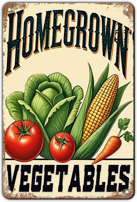 Vegetable Tomato Corn Poster Vegetable Metal Tin Sign Homegrown Vegetables Bar Pub Sign Poster Home Decor Garage Bar Restaurant Kitchen Cafe 8x12 Inch Wall Art Decor