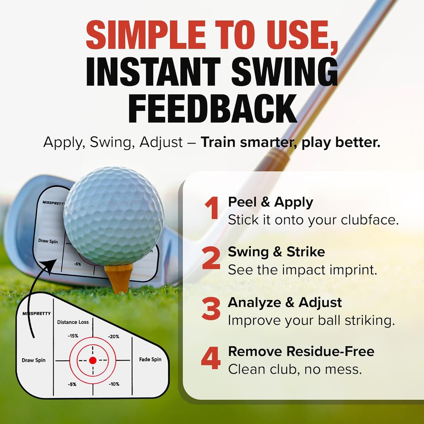 MISSPRETTY Golf Impact Tape Training aid Golf Club face Impact Stickers Can Effectively Improve Your Golf Skills Golf Impact Stickers Precise Force, Clearly Visible