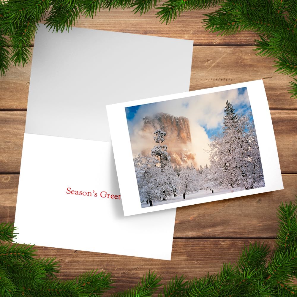 Photographic Season’s Greetings Cards, Winter in El Capitan (6 Cards with White Envelopes)
