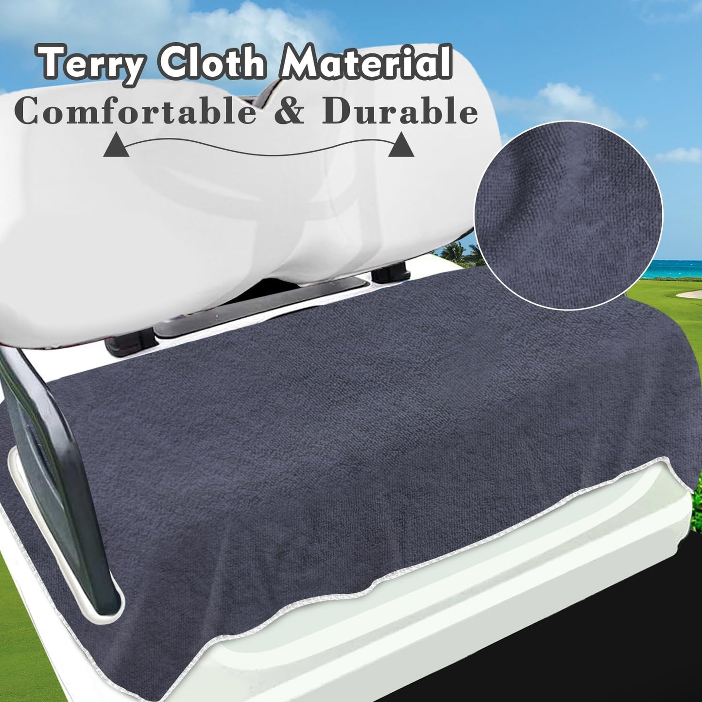 YOKYHOM Golf Cart Seat Covers, Premium Solid Color Golf Cart Seat Towel Blanket, 100% Microfiber, Soft and Comfortable, Fits EZGO, Club Car, and More 2-Seat Golf Carts, 51''x 31''