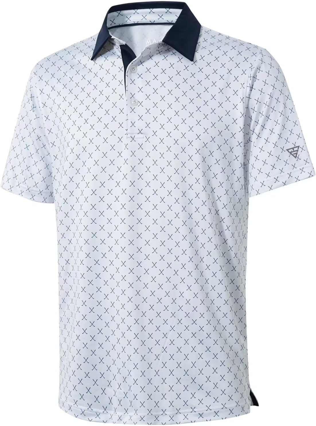Golf Shirts for Men Dry Fit Short Sleeve Print Performance Moisture Wicking Polo Shirt
