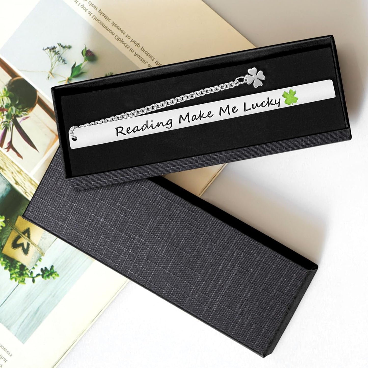 Teacher Appreciation Gifts, Cute Flower Metal Bookmarks for Book Lovers Students Friends Women Anniversary Christmas Birthday Graduation Valentine's Day (Reading Make Me Lucky)