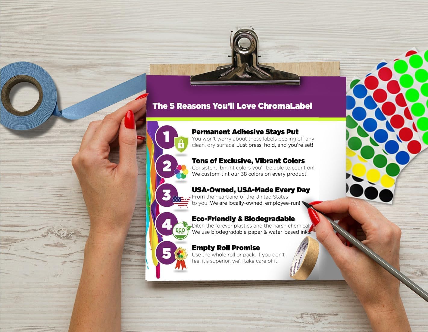 ChromaLabel 0.25 Inch Round Label Permanent Color Code Dot Stickers, 1000 Labels per Roll, Violet