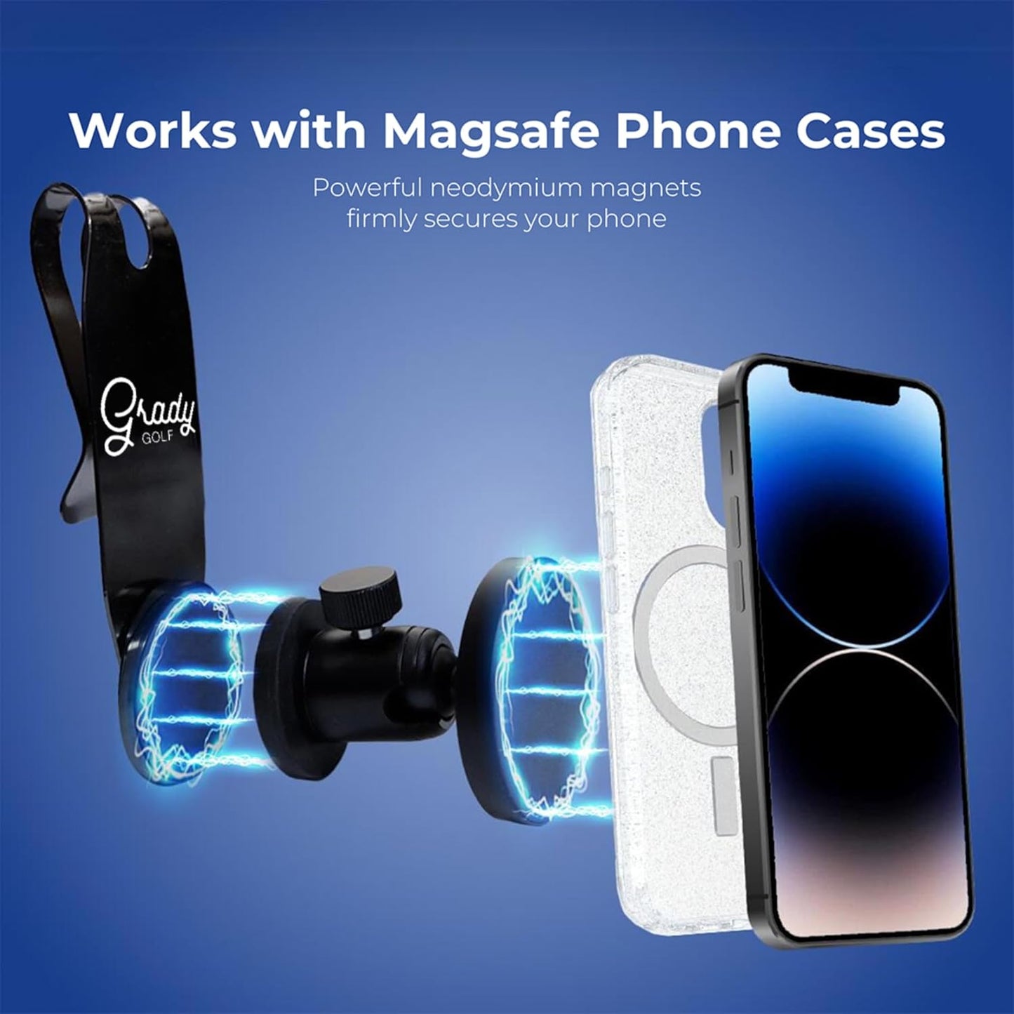 Golf Phone Holder – Fully Adjustable Golf Swing Camera Mount | Converts Any Bag into a Golf Phone Tripod | MagSafe-Compatible for Easy, Clamp-Free Setup | Golf Bag Magnetic Plate Included