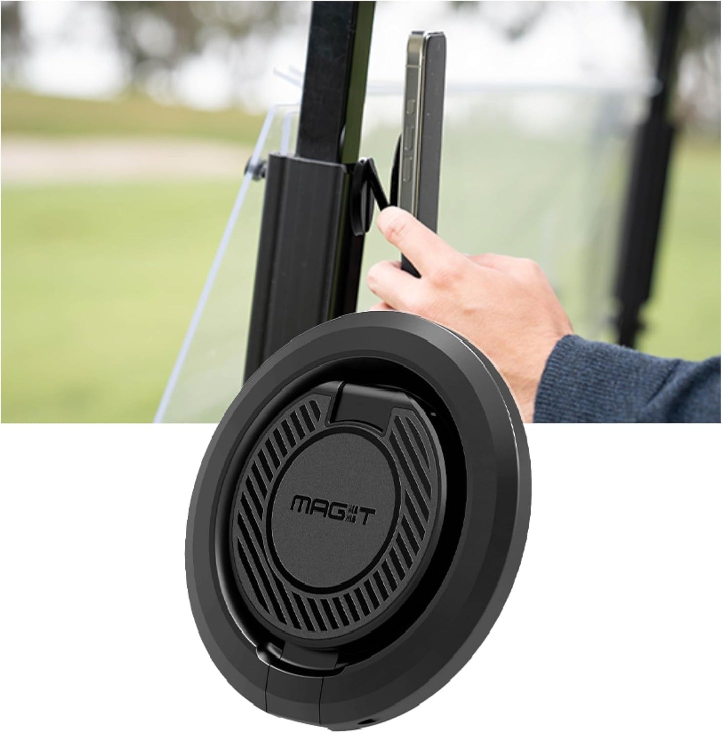 Spigen MAG-iT Magnetic Golf Cart Phone Holder/Mount Designed for Apple MagSafe | Alloy Magnet Golf Cart Accessories - Black
