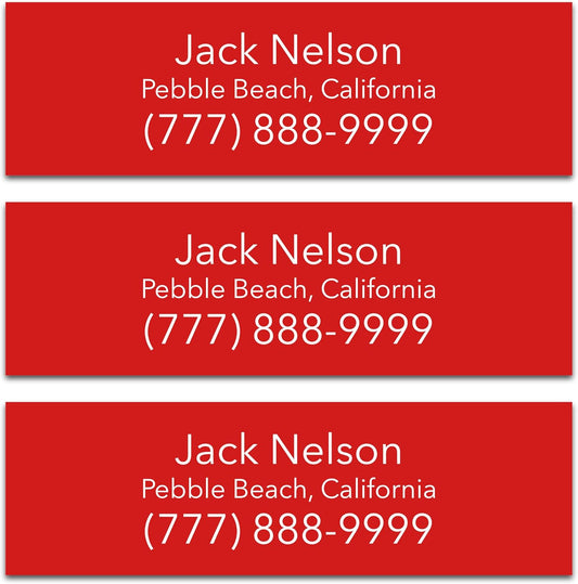 Personalized Golf Club Name Labels (30 Labels) - Custom Waterproof Name Stickers for Golf Clubs (Red with White Text)