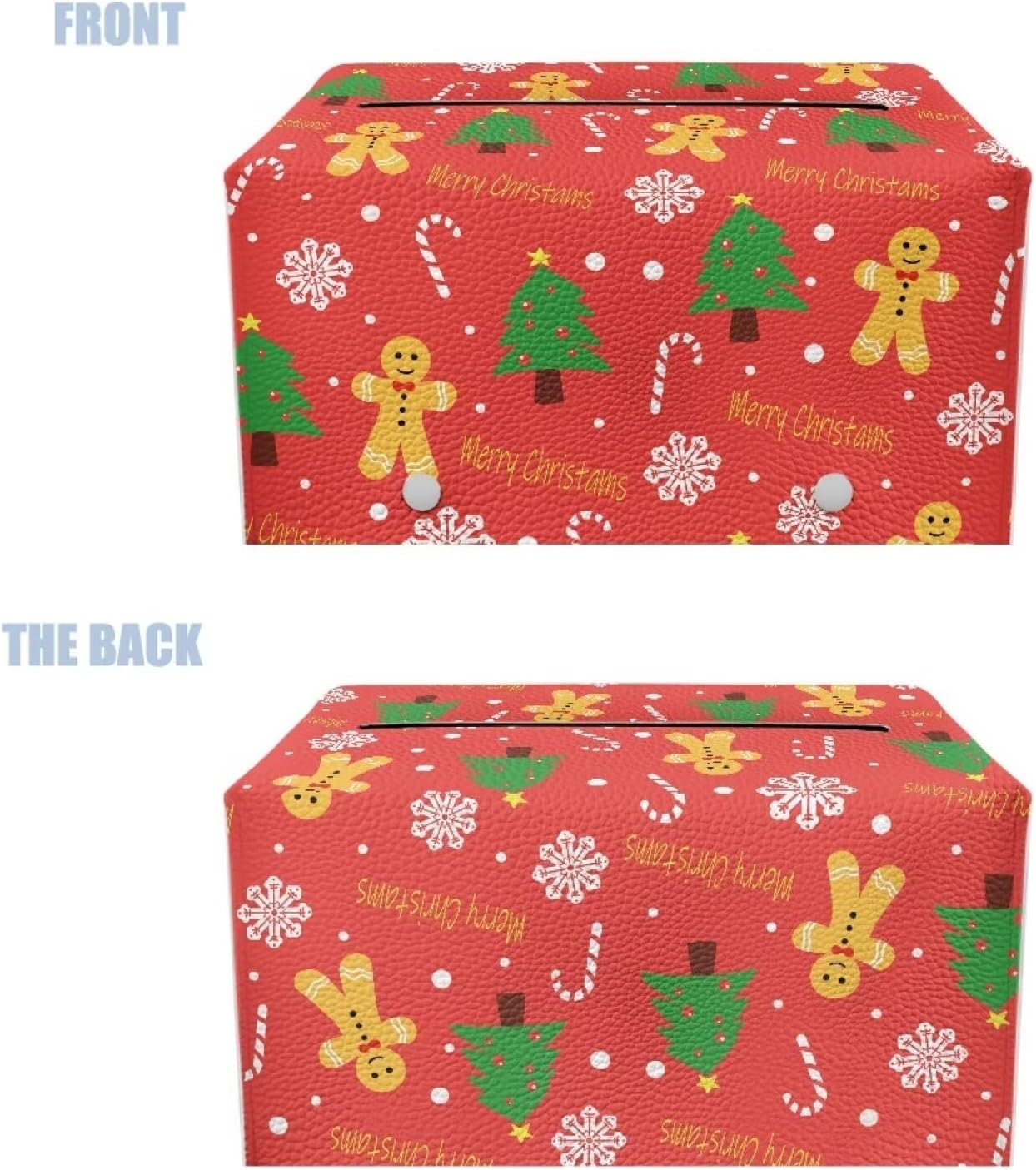 Christmas Tissue Box Cover Rectangle Cute Bear Tissue Box Cover Snowflake Print PU Leather Tissue Box Holder Easy to Clean for Car Bedroom Office