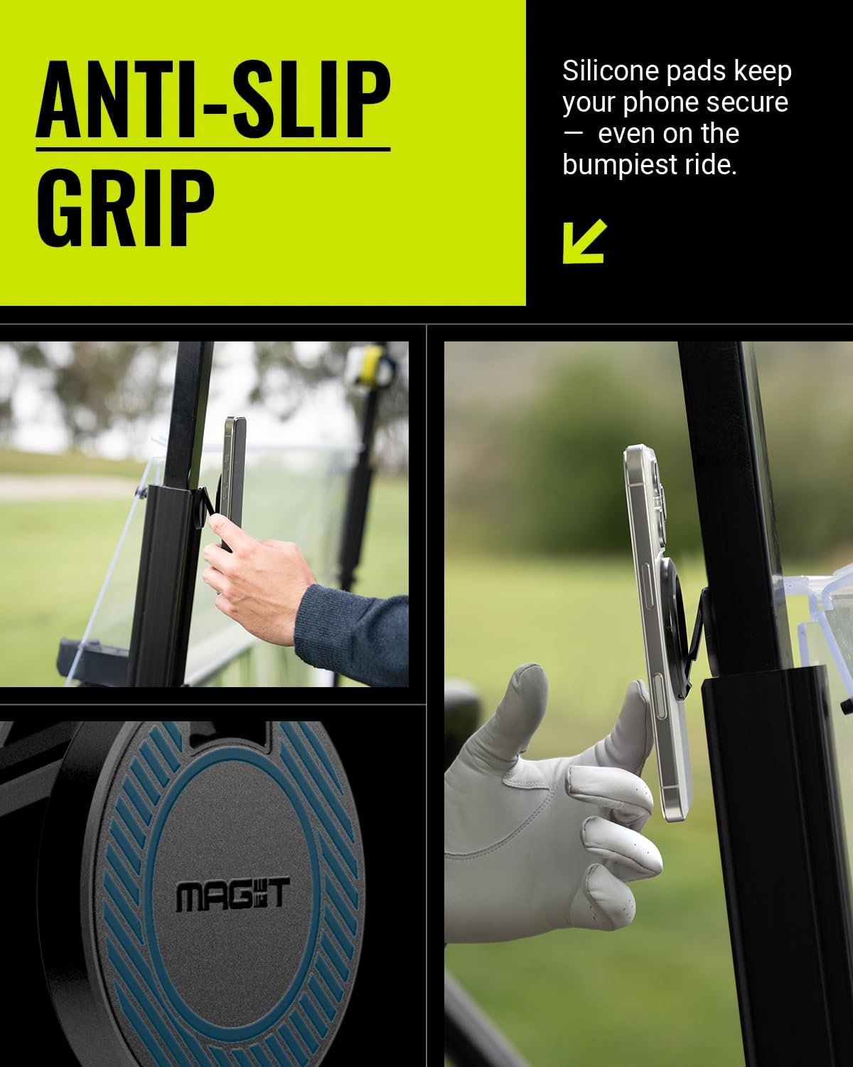Spigen MAG-iT Magnetic Golf Cart Phone Holder/Mount Designed for Apple MagSafe | Alloy Magnet Golf Cart Accessories - Black