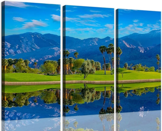 chenchenArt USA California Golf Course Wall Art for Living Room Bedroom Bathroom Home Decorations Golf Course Pictures Posters Canvas Prints Modern Artwork Framed Ready to Hang(14''W x 28''H x3)