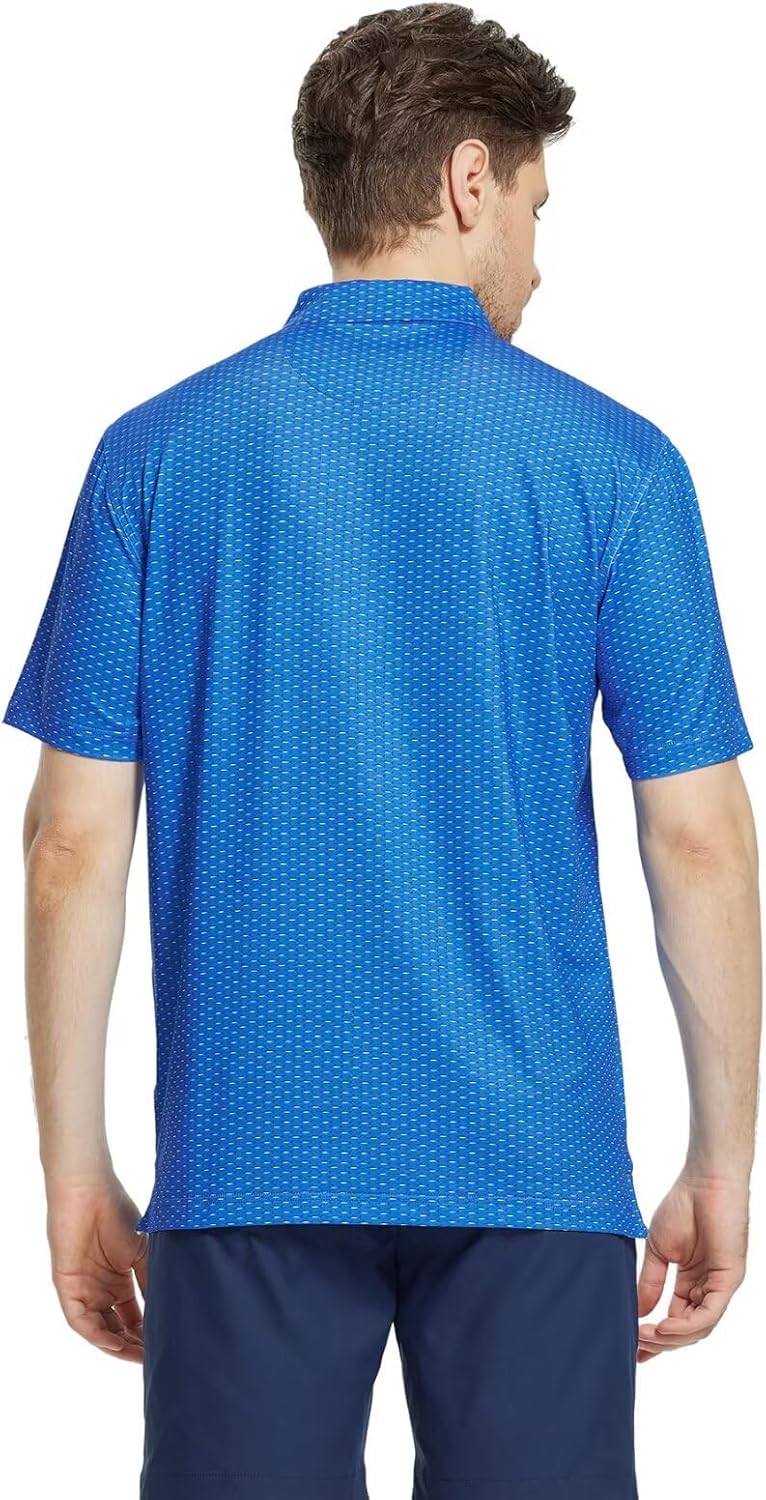 M MAELREG Mens Golf Shirt Short Sleeve Dry Fit Print Moisture Wicking Performance Patterns Collared Polo Shirt