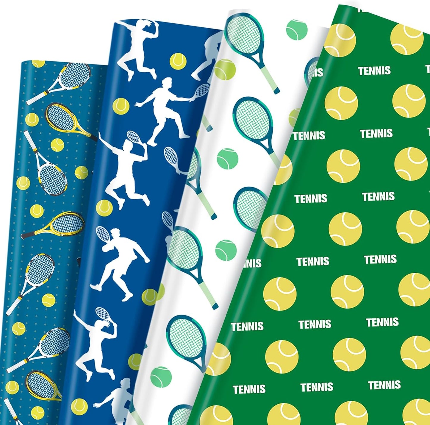 Tennis Wrapping Paper 12 Sheets Sports Tennis Racket Wrapping Paper Tennis Ball Gift Wrap for Birthday,Team Celebration Gifts Packing Paper - 20" x 28"