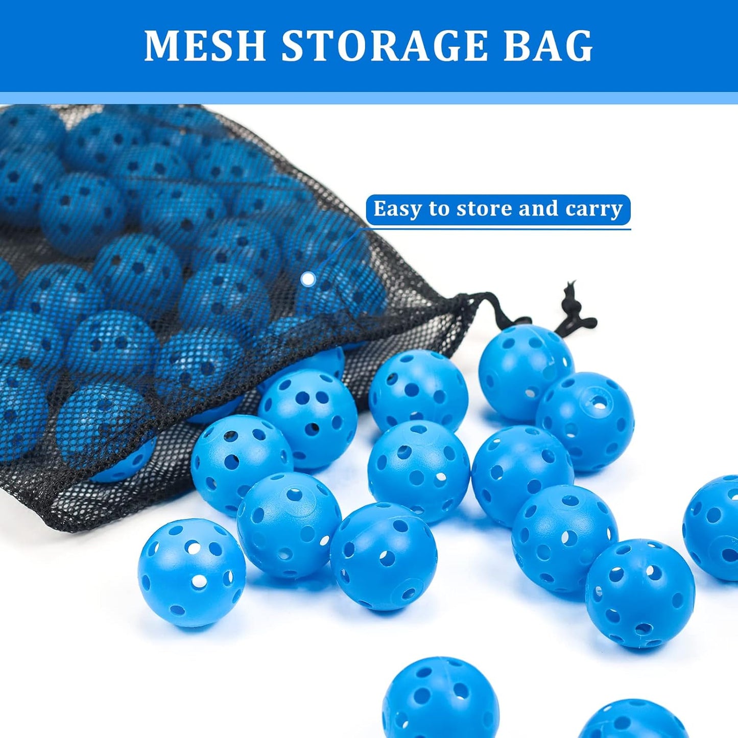 Plastic Golf Balls Practice Limited Flight Golf Training Ball Hollow Swing Practice Indoor Golf Balls with Mesh Drawstring Bag for Backyard Driving Range or Outdoor