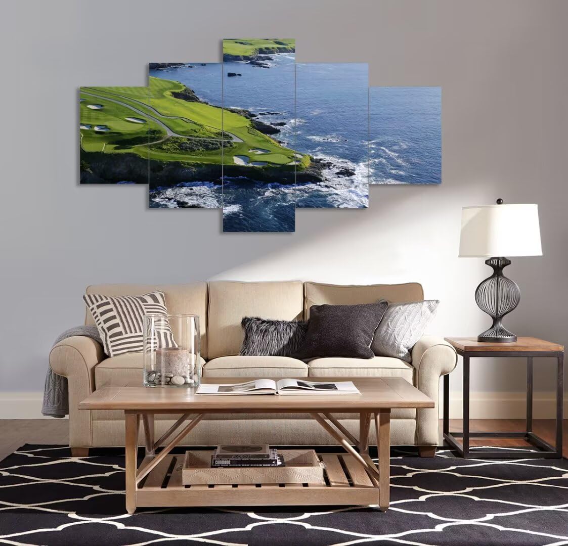 chenchenArt Golf Wall Art for Living Room Bedroom Bathroom Home Decorations Paintings Golf Course Canvas Prints Modern Artwork Framed Ready to Hang(60''W x 40''H)