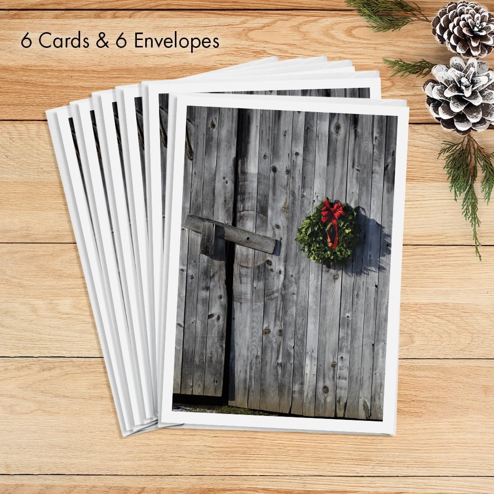 Photographic Christmas Cards, Christmas Barn (6 Cards with White Envelopes)