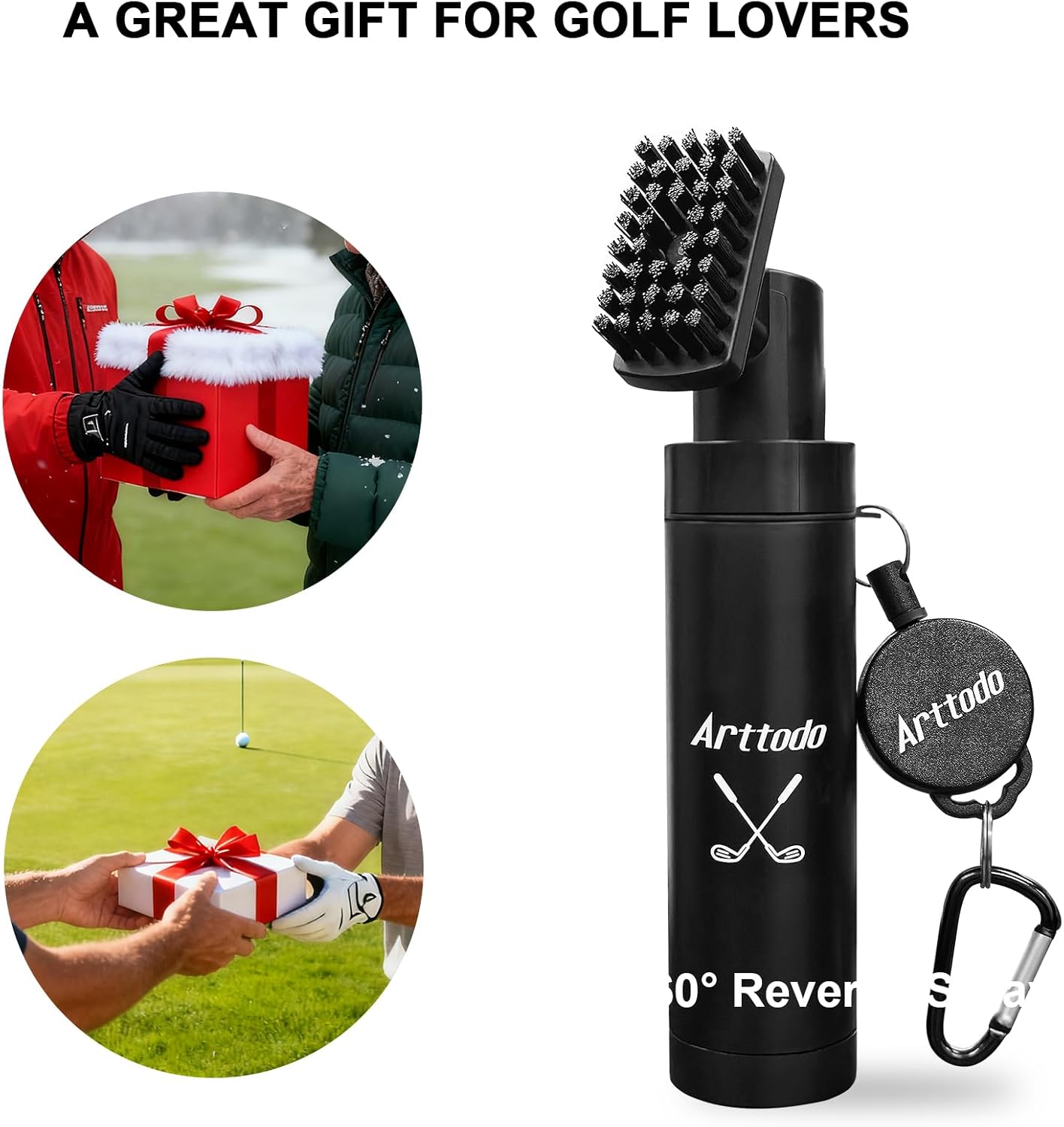 Golf Club Brush Cleaner with Clip, Easy Cleaning with Nylon Bristle, Holds 5 Ounces, Durable and Portable Golf Accessories Keeping Your Golf Clubs Clean