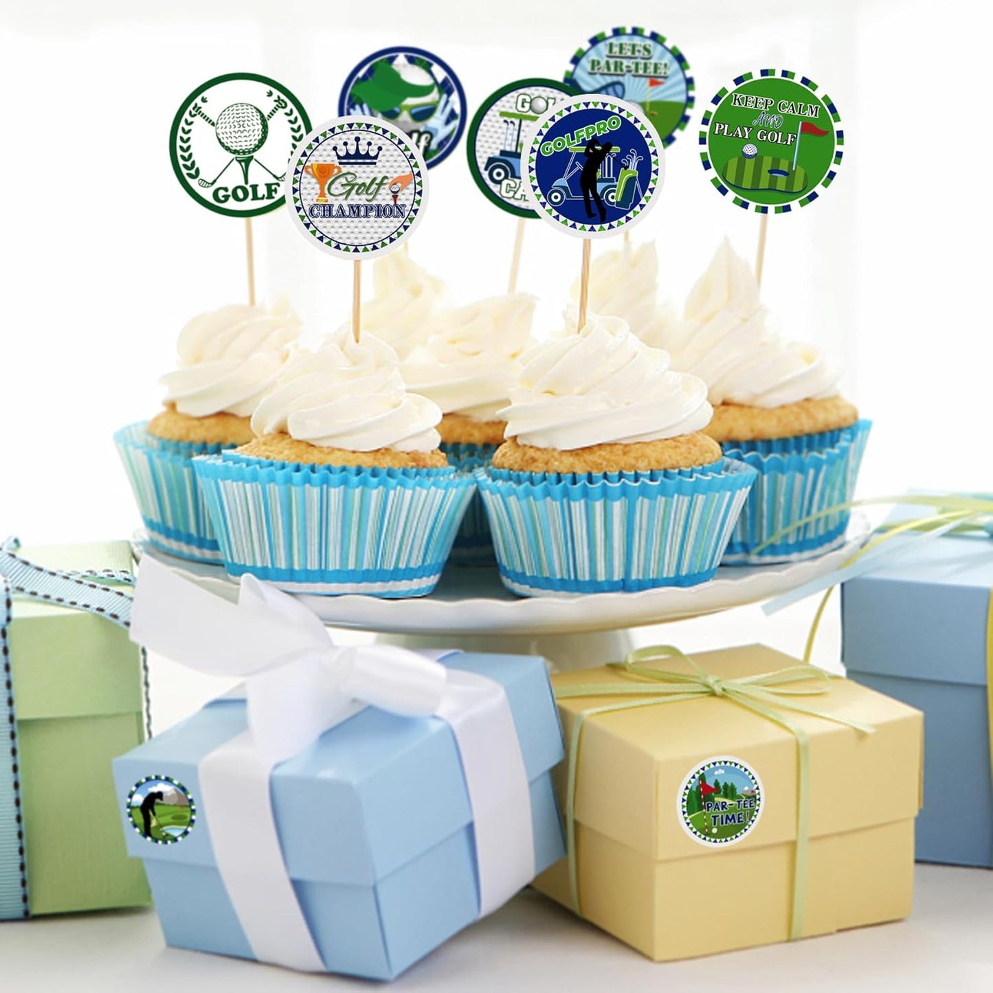 20 Sheets Sports Party Round Sticker Labels Decoration, Par Tee Golf Decals Party Supplies Favors, Round Golf Envelope Seals Paster for Party Decorations (1.5 Inches)