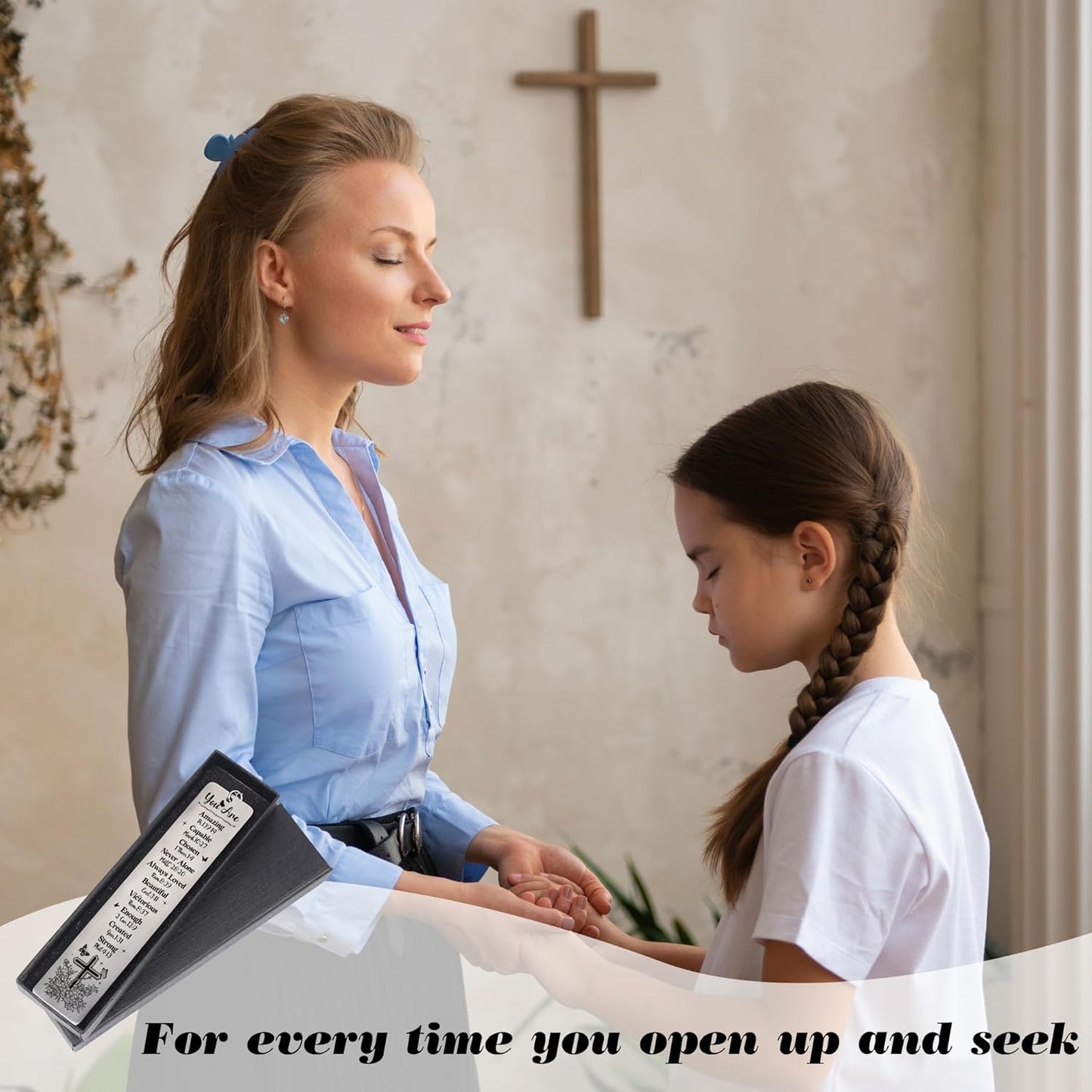 Metal Christian Bookmark for Women - Bible Book Marks with Scripture Verse Cross, Inspirational Religious Gifts for Baptism First Communion Birthday Graduation Back to School