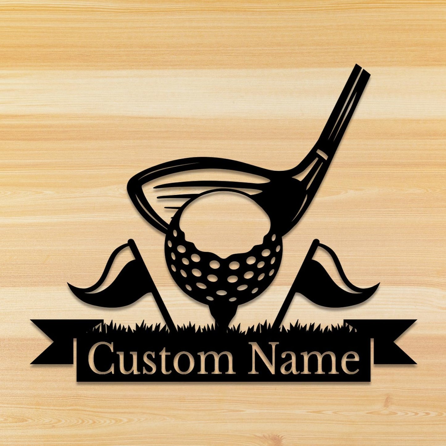 Personalized Custom Crossed Golf Metal Wall Art,Personalized Golfer Name Sign Decoration For Room,Hole Golf Club Decoration (Golf D)