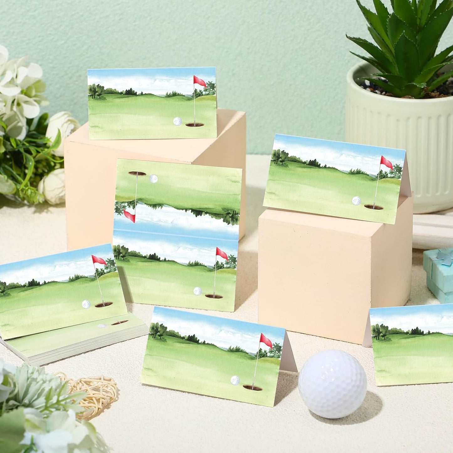 100 Pcs Golf Themed Table Place Card Half-fold Tent Style Reception Place Cards Golf Sports Food Labels for Birthday Party Baby Shower