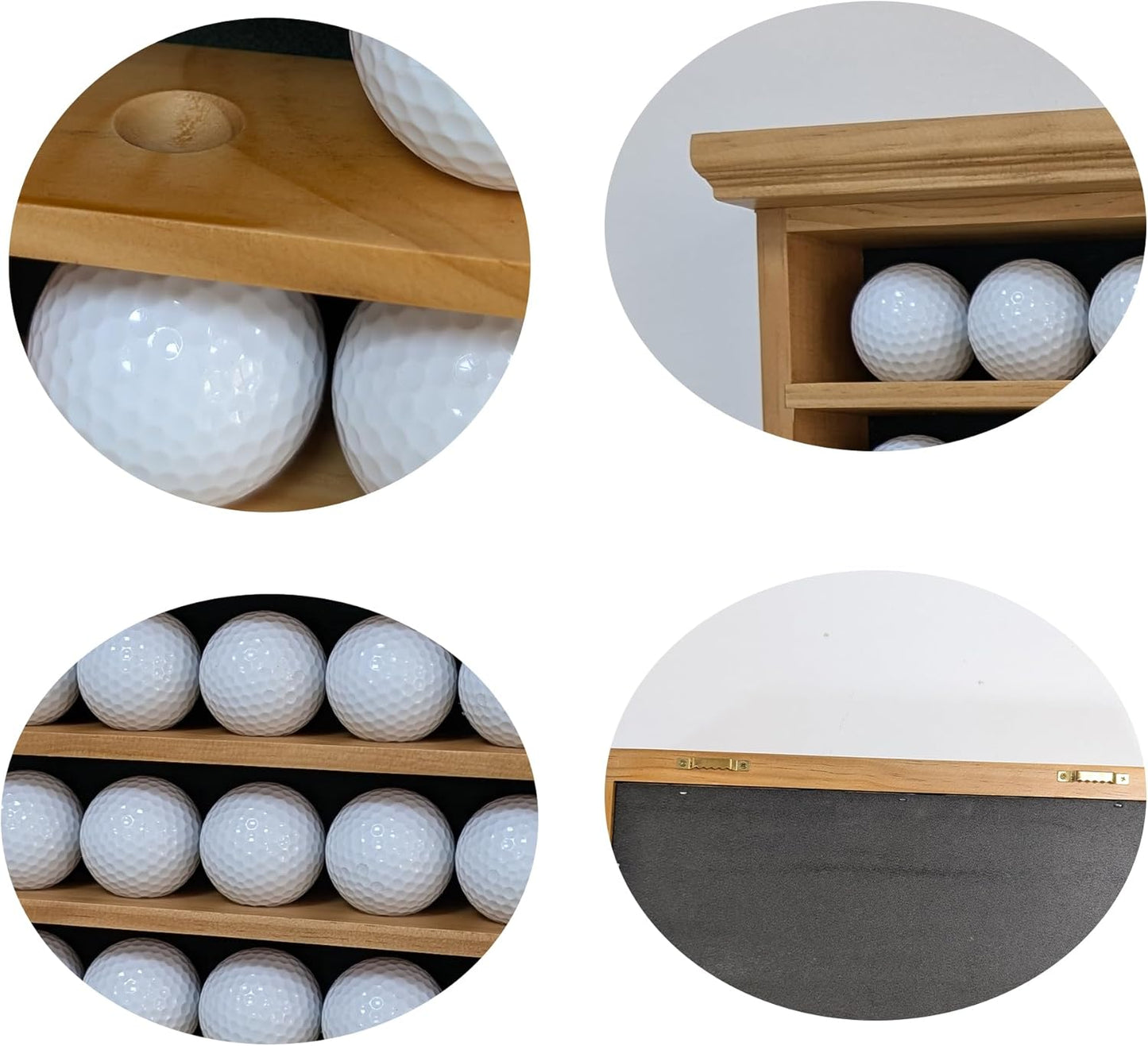 Deluxe Natural Wood Golf Ball Display Cabinet - Showcases Up to 49 Golf Balls - Ideal for Collectors & Enthusiasts