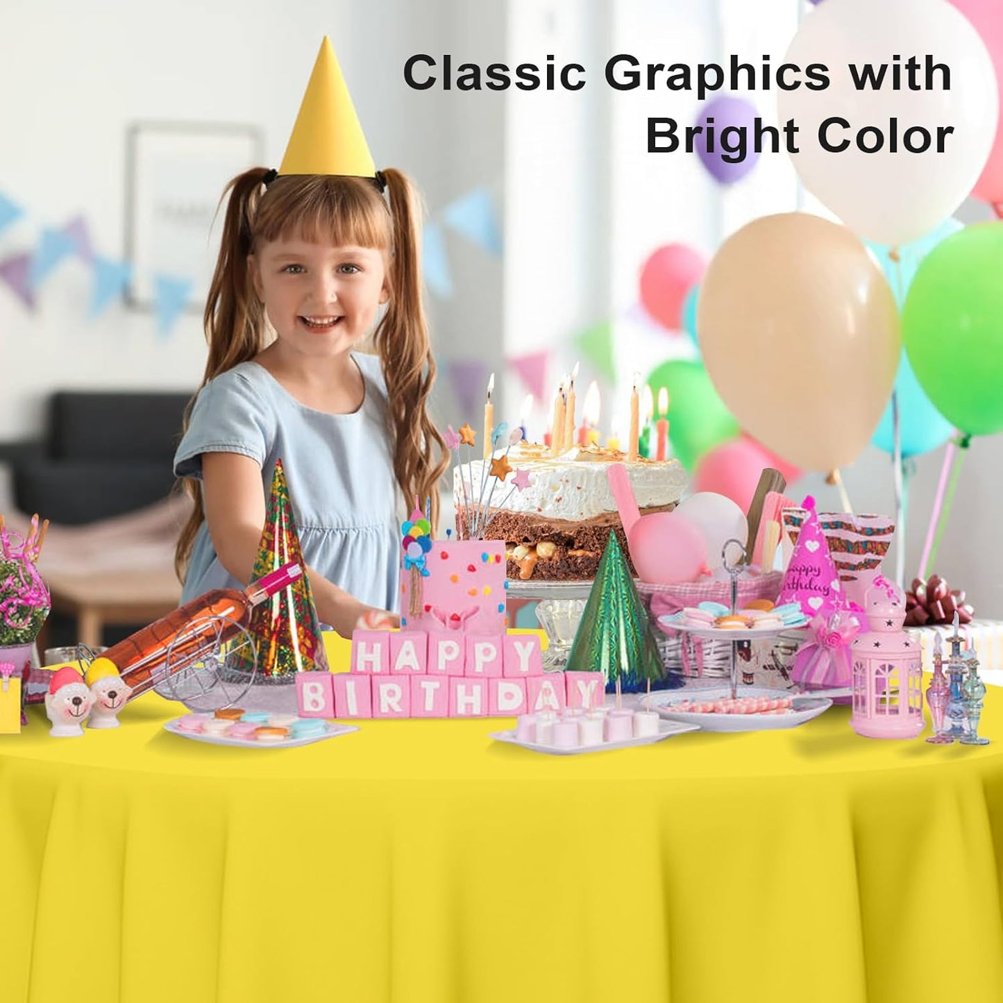 3 Pack Round Disposable Light Yellow Tablecloth, Light Yellow Plastic Table Cloths for Parties Disposable, 84x84 in Waterproof Camping Tablecloth for Birthday Party Baby Shower Picnic School