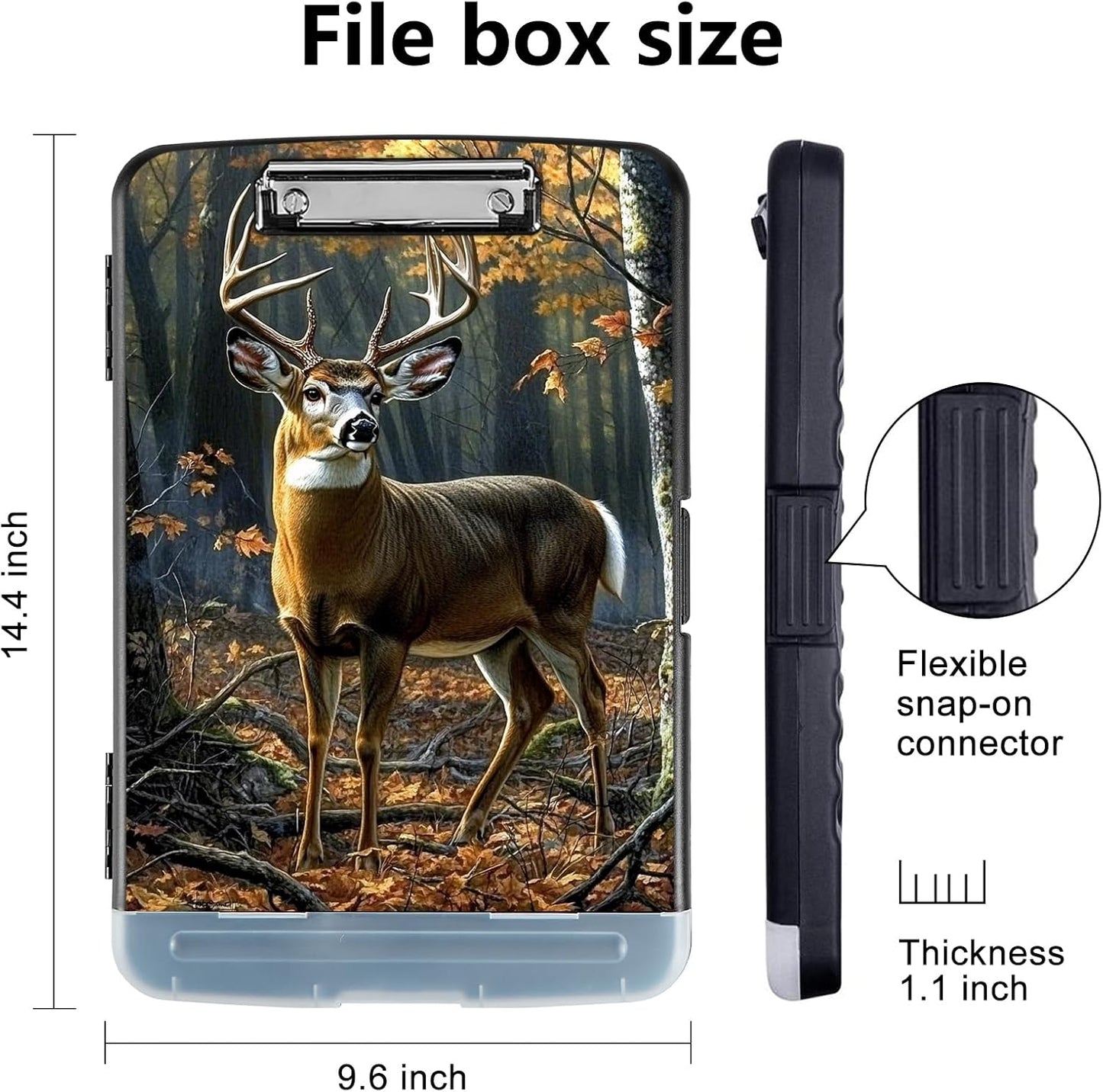 Clipboard with Storage - Large Capacity,Nursing Clipboard with Pen Holder,Heavy Duty,Plastic Side-Opening Folder for Teacher,Nurse - Forest Cute Deer
