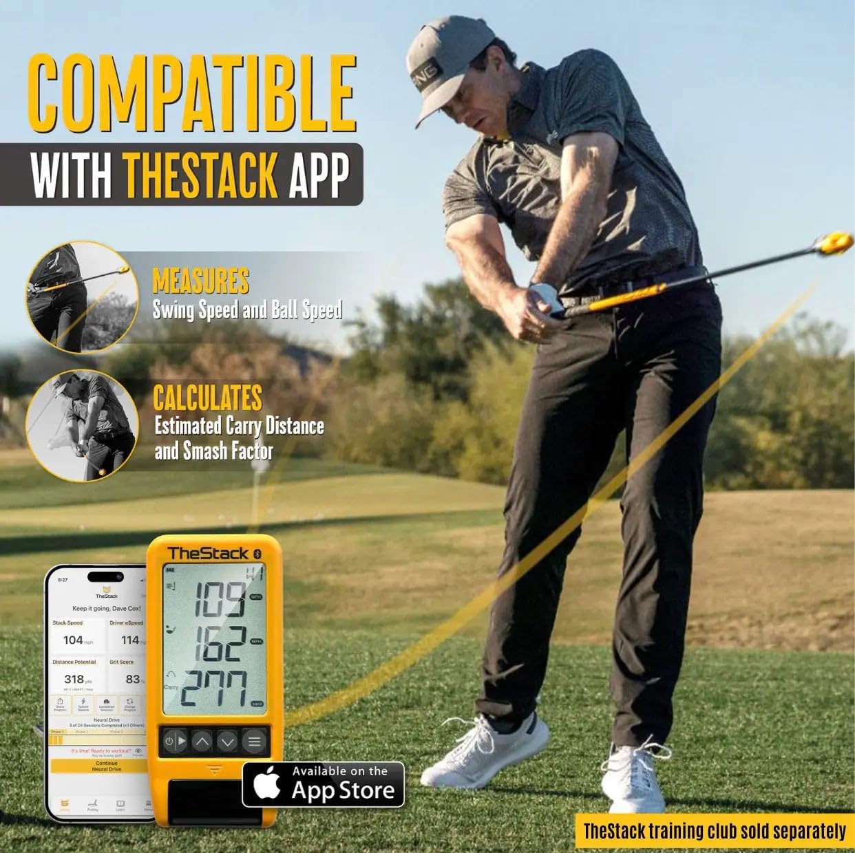 TheStack™ Radar | Golf Launch Monitor | App-Based Training System and Golf Swing Analyzer | Trainer Golf Swing Training Aid | Golf Launch Monitor Portable