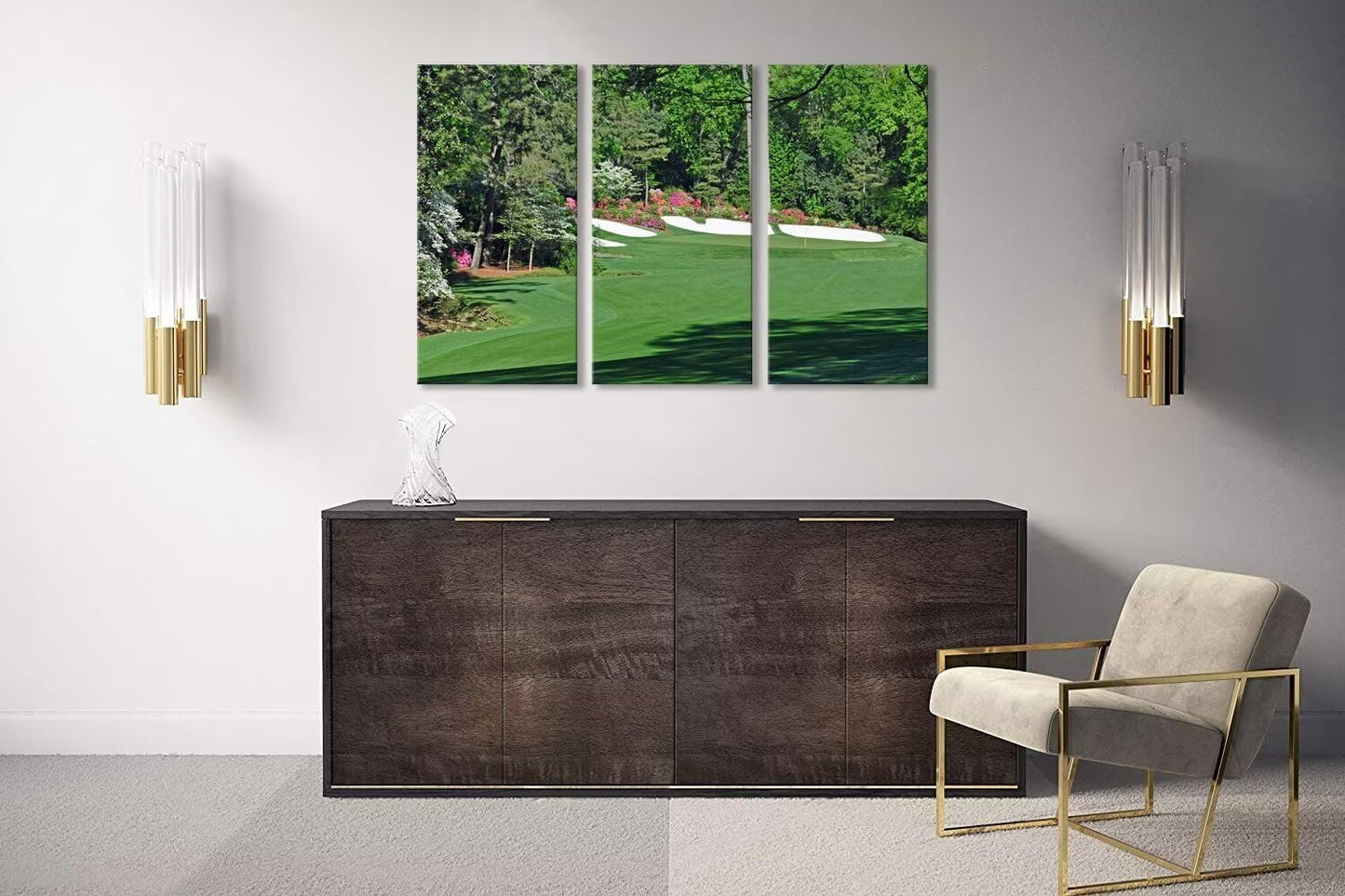 Augusta National Golf Course Wall Art Pictures - Augusta Golf Course Wall Decor for Living Room Bedroom Bathroom Home Decorations Golf Posters Canvas Prints Framed Ready to Hang(12''W x 24''H x3)