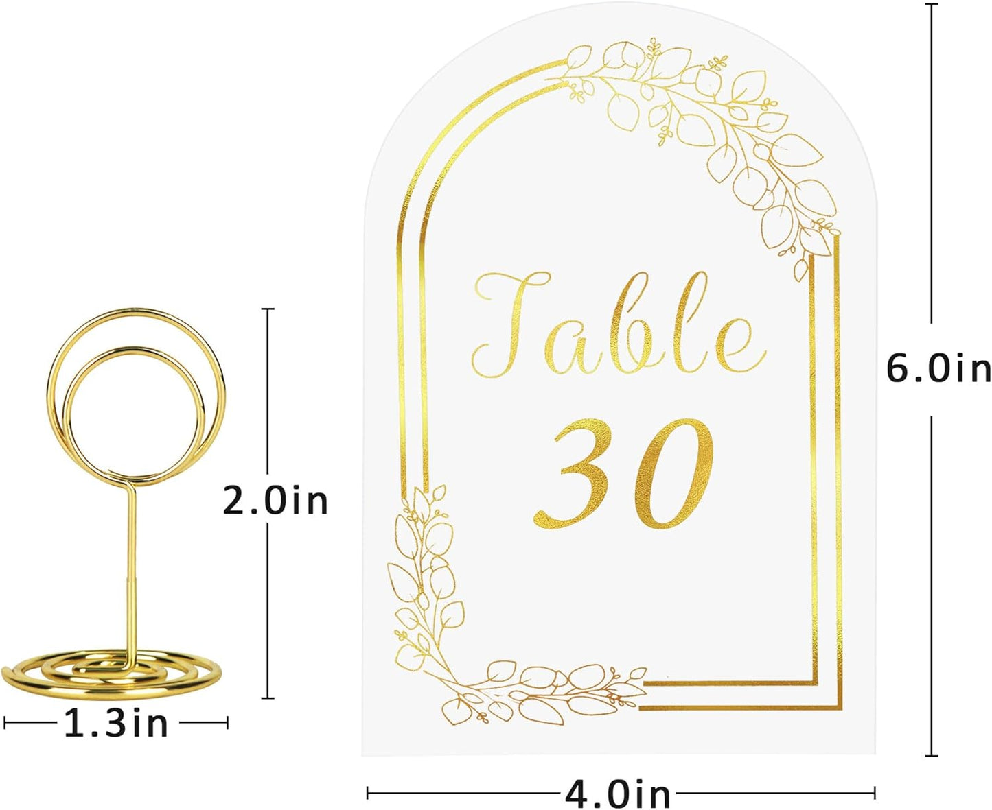 JOYIT 40 Sets Wedding Table Number 1-40 with 40 Pcs Table Number Holders, White Gold Table Number Cards with Place Card Holders, 4" x 6" Table Numbers for Wedding Reception and Birthday