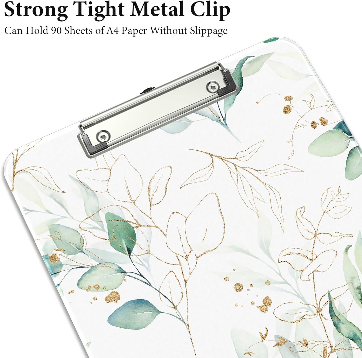 Rimilak Plastic Clipboards with Metal Clip, A4 Letter Size 9 x 12.5 in, Office Decorative for Students Women Men and Kids, Cute Custom Pattern, Beauty Leaves