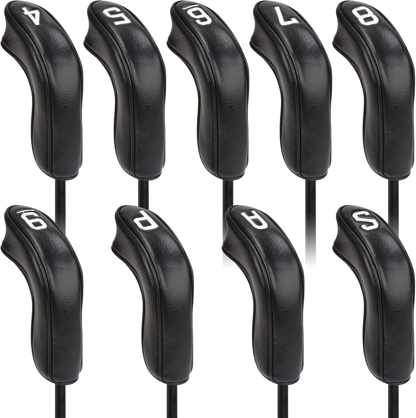 BIG TEETH Golf Hybrid Iron Head Cover 9Pcs, Long Hybrids Iron Covers Head Covers Set, Golf Club Covers W/Big NO. Fits for Cleveland Launcher Cobra T Rail Hybrid Irons