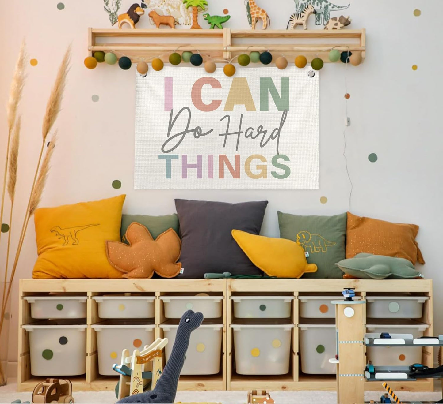 I Can Do Hard Things Wall Decor,Boho Classroom Decor,Positive Affirmation Canvas Banner Flags for Preschool Elementary Classroom Wall Decorations,Back To School Banner,30x20 Inch