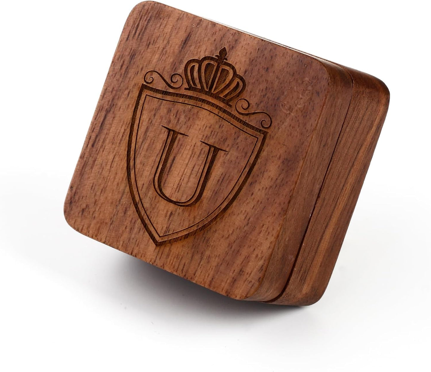 Mens Initial Silver Cufflinks A-Z Alphabet Letter Steel Cuff Links with Engraved Walnut Wood Box Groom Groomsman Wedding Set…