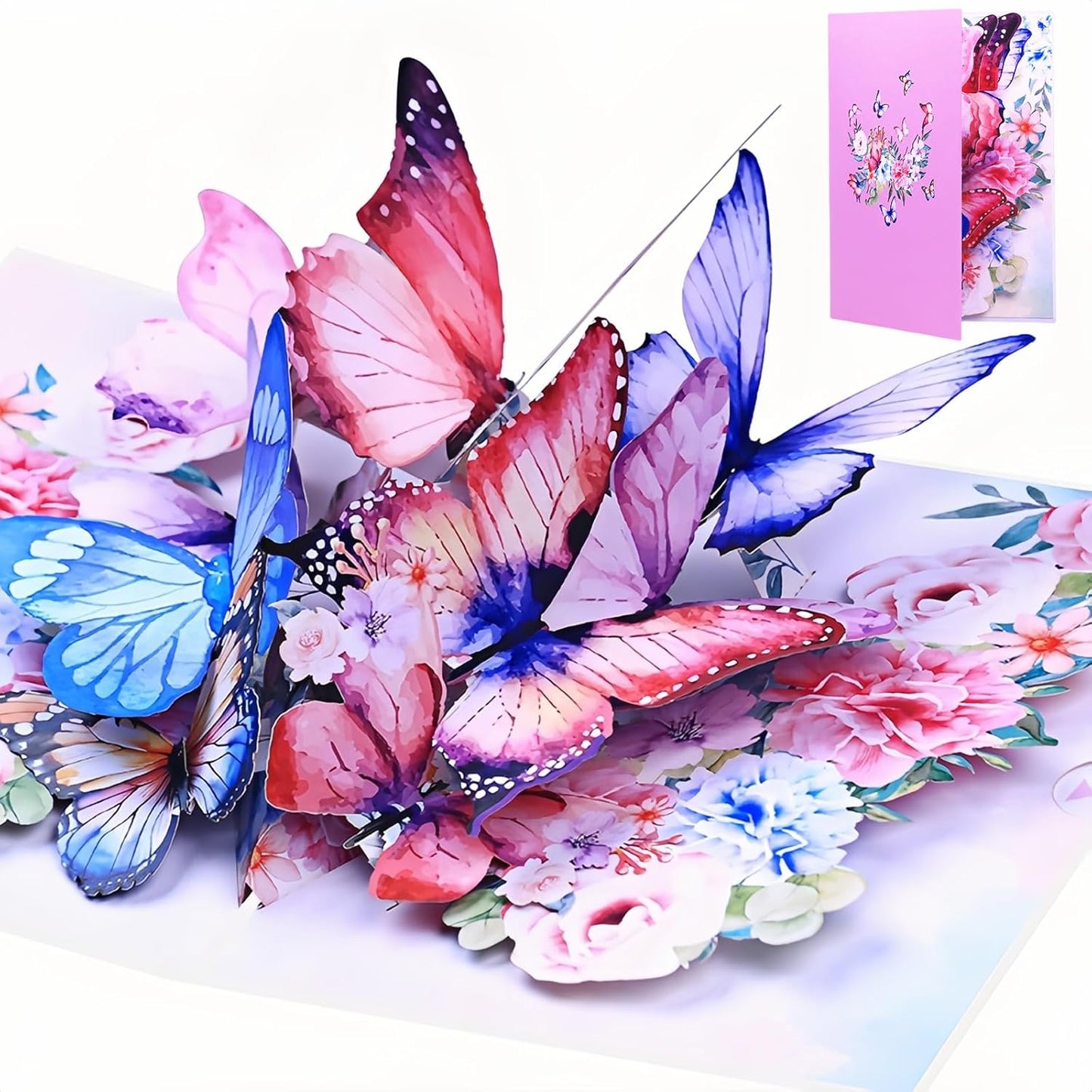 Greeting Cards with Envelopes, Pop-up Style,Butterfly Card for Mother's Day Valentines Day birthday Thinking of You Card for Wife,Girlfriend (Cute Butterflies)
