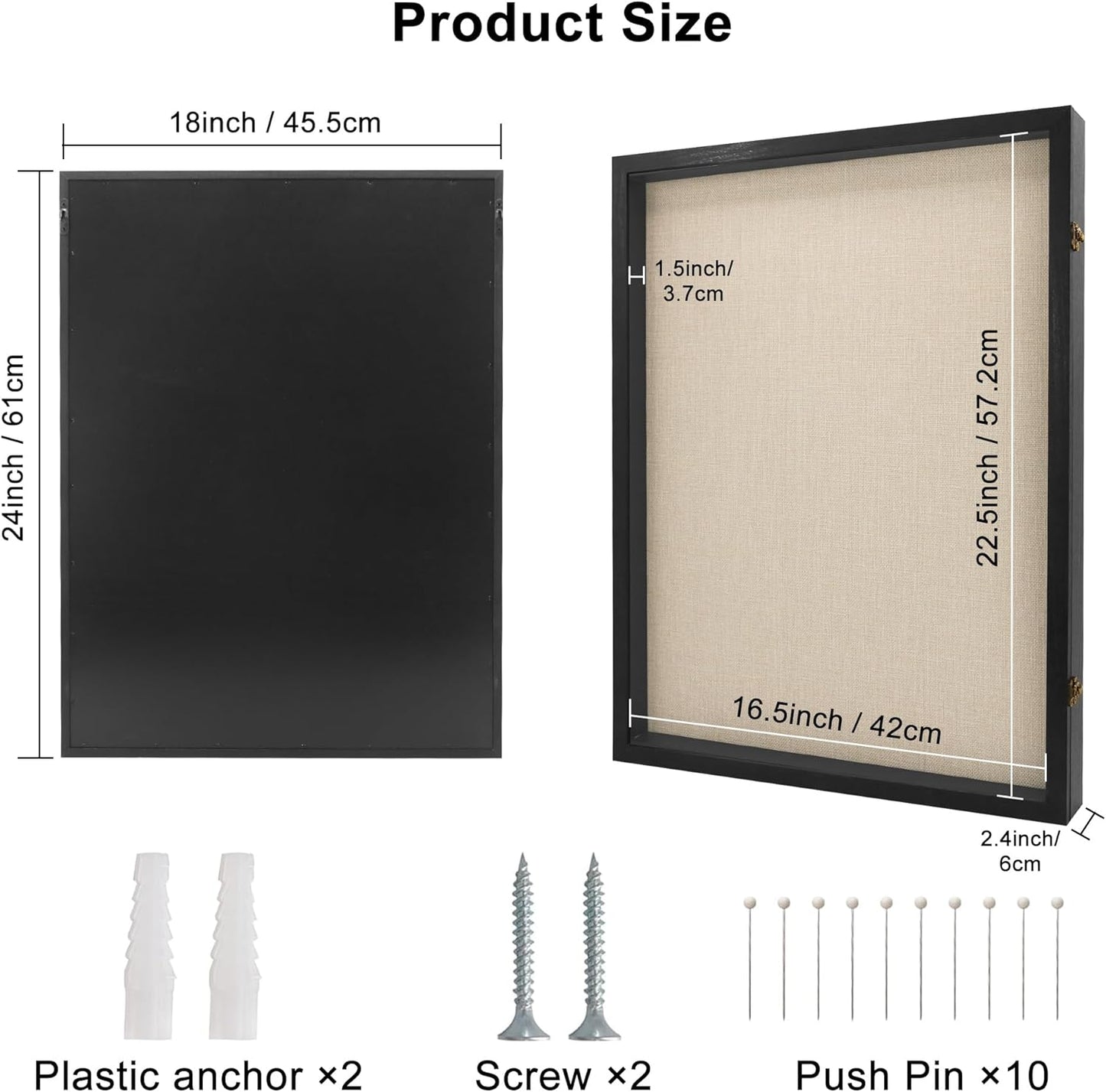 GraduatePro Graduation Shadow Box Frame 18x24 Display Case with Linen Back, Plexiglass Window Door with Hinge, Picture Frame Wedding Bouquet Memorabilia Medals Photos Memory Box for Keepsakes Black