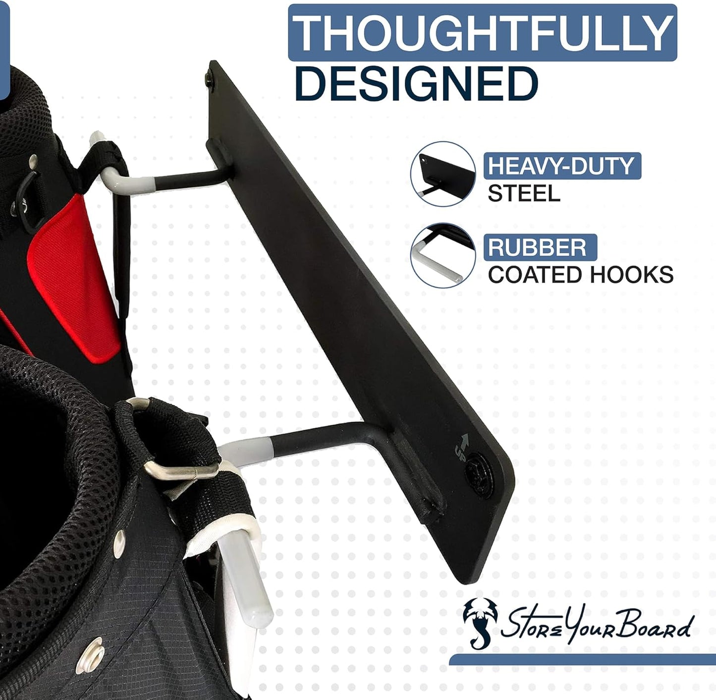 StoreYourBoard BLAT 2 Golf Bag Wall Mount | Home & Garage Storage Hooks | Golf Bag Holder | Heavy-Duty Wall Mount Organizer for Golf Bags & Accessories