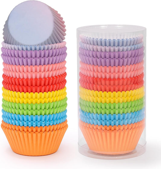 Rainbow Mini Cupcake Liners 400 Count Colorful Muffin Paper Baking Cups Food Grade Disposable Cupcake Wrappers
