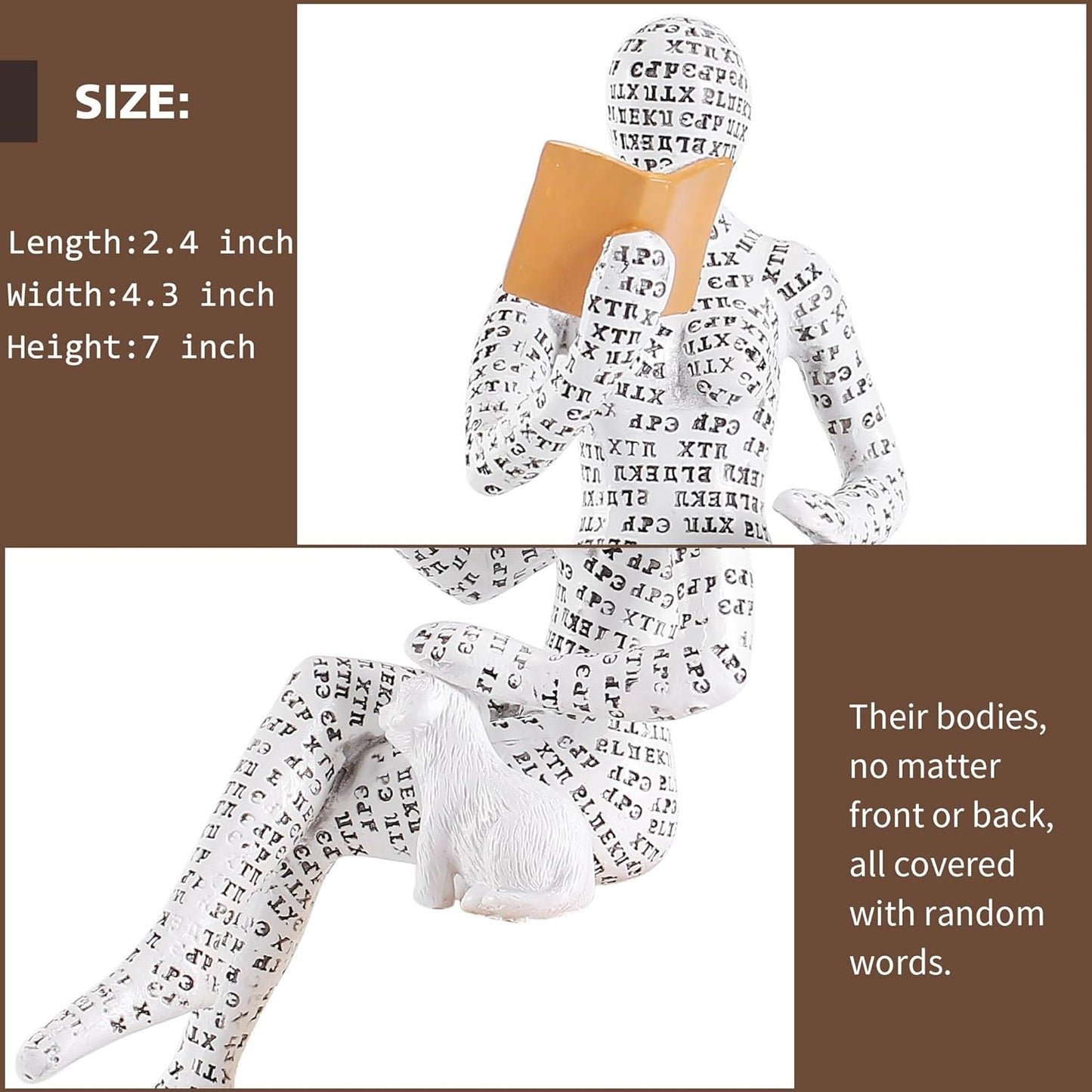 GRAPMKTG Home Decor Pulp Reading Women Thinker Statue Aesthetic Sculpture Room Decor Modern Abstract Decoration on Shelf Table Desk for Living Room Office Bedroom I