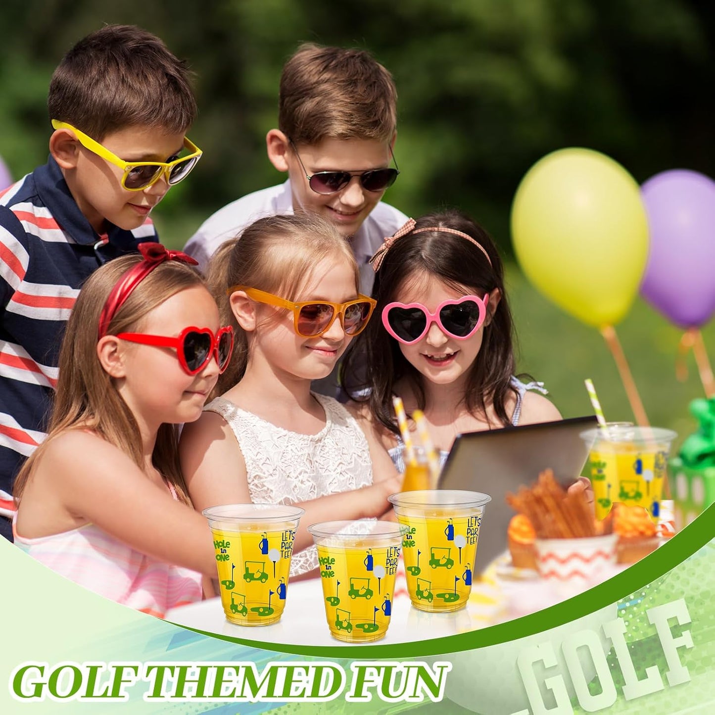 100 Pcs Masters Golf Ball Party Supplies Bulk Clear Plastic Cups 12oz Disposable Let's Par-tee for Home Sports Golf Themed Birthday Bachelor Party Supplies Favors (Blue)