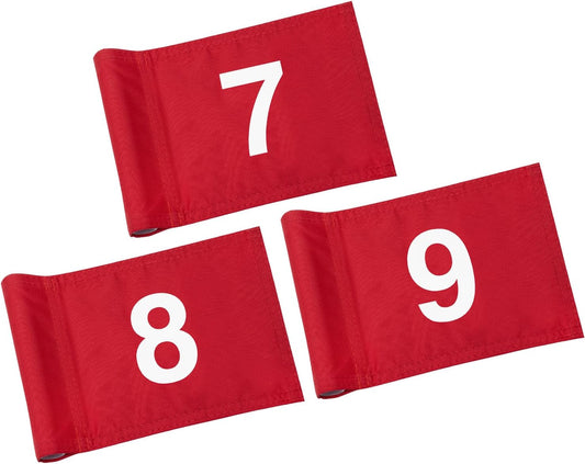 KINGTOP Numbered Golf Flag All 8x6 Inch – Upgraded Dual-Layer 420D Nylon, Double Sided Printing, Tube Inserted – Mini Practice Putting Green Flags for Yard