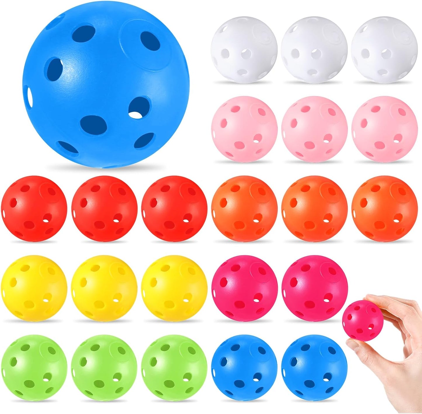 24 Pack Practice Golf Balls 42 mm Limited Flight Plastic Golf Training Airflow Hollow Ball for Driving Range Swing Practice Backyard Indoor Outdoor Home