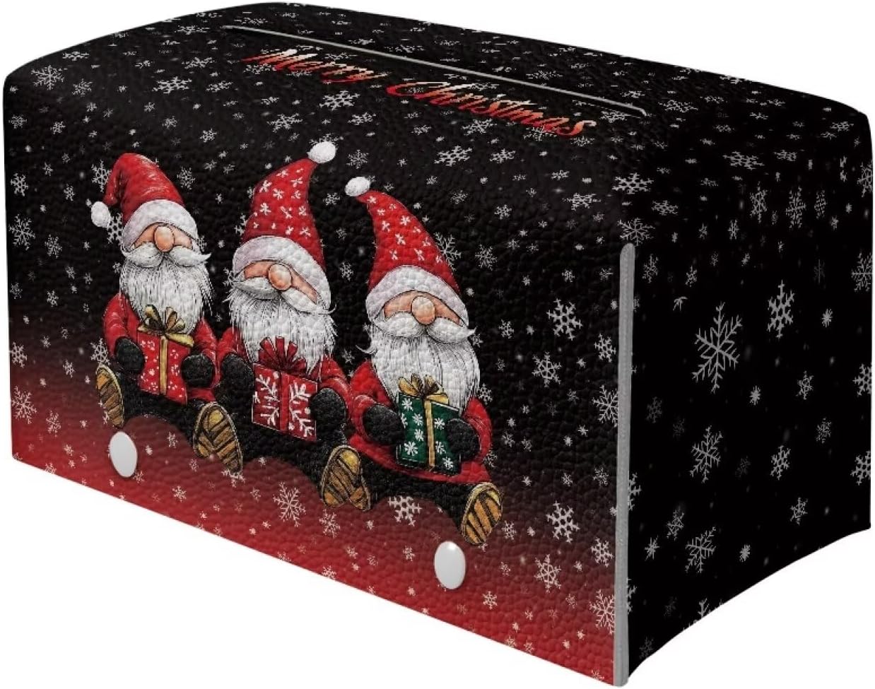 Christmas Tissue Box Cover - Rectangle Dwarf Holder PU Leather Holiday Cover for Desk Vanity Countertop Night Stand