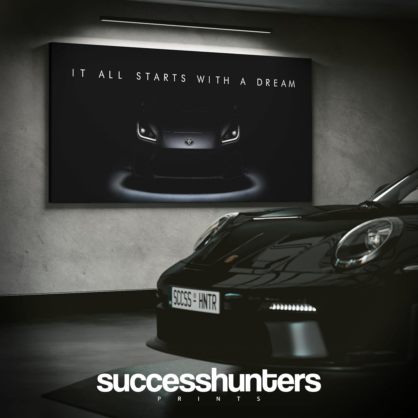 Motivational Wall Art for Office, Super Car Art Canvas, Inspirational Automotive Decor for Toyota GR86 Sportscar Lovers, Motivational Wall Decor for Home, Car Poster (15" x 30" in)