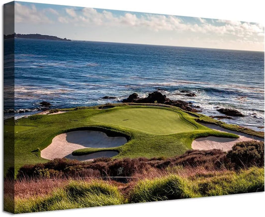 chenchenArt California Coastline Golf Course Wall Art Prints USA Golf Course Canvas Wall Decor for Living Room Bedroom Bathroom Home Decorations Painting Framed Ready to Hang(24''H x 36''W)