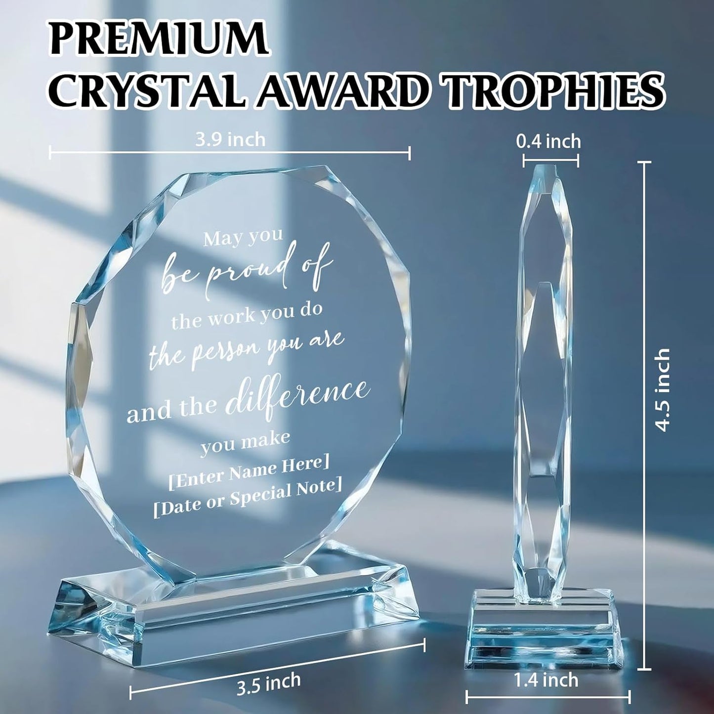 Personalized Trophy Award - Custom Crystal Awards and Trophies - Plaques Personalized Engraved - Thank You Gifts - Employee Appreciation Gifts for Cowokers, Recognition, Sports