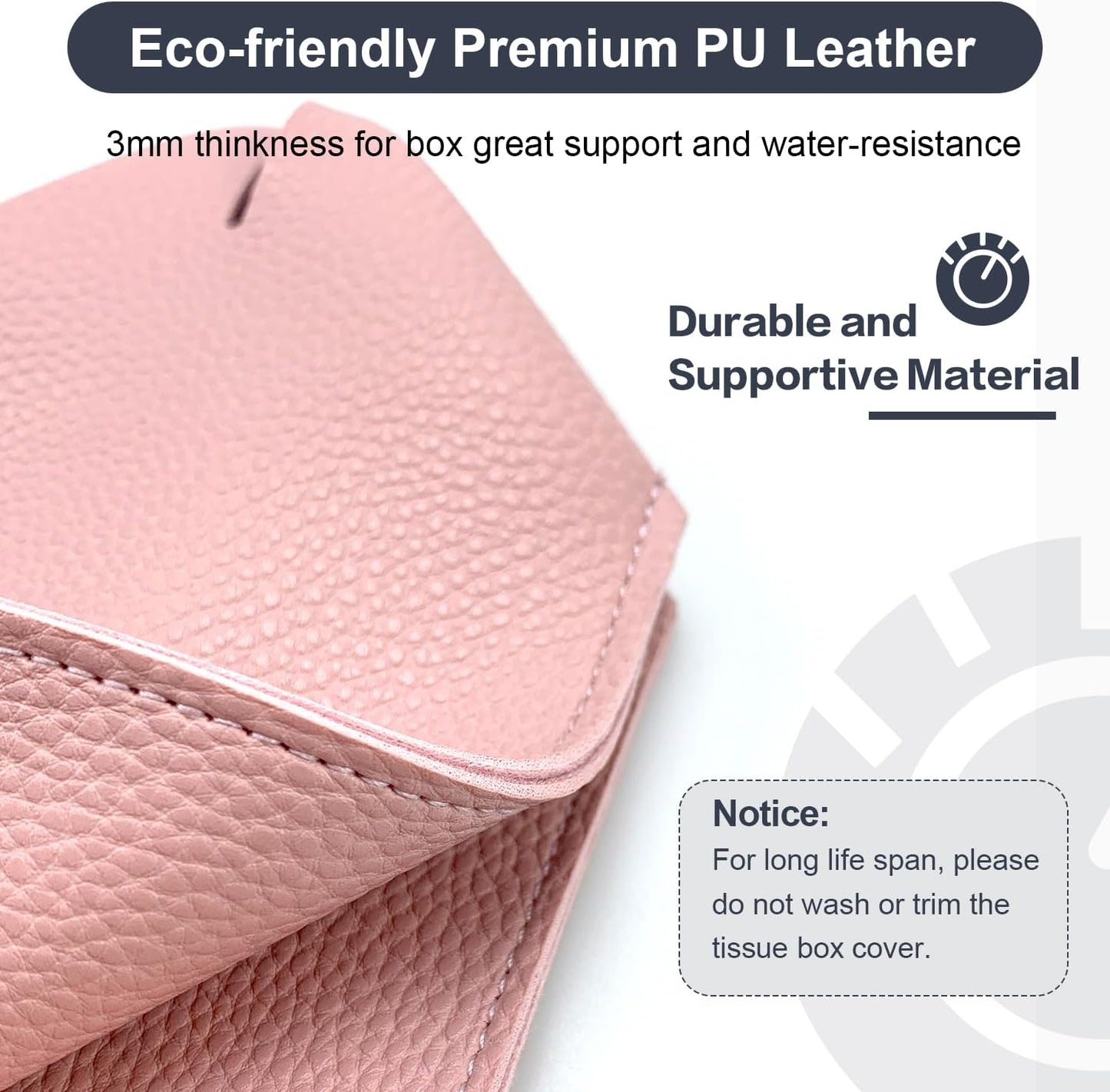 Tissue Box Cover 5X5X5'' PU Leather Tissue Holder Square Tissue Cube Box Organizer for Bathroom Vanity Countertop, Car, Night Stands, Office, Home, Kitchen (2Pack, Pretty Pink)