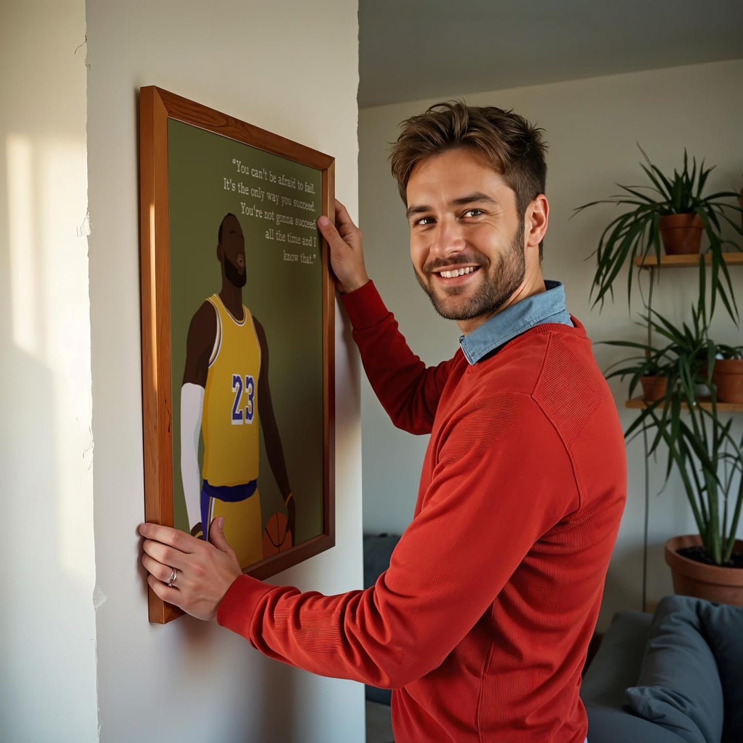 LOLUIS Motivational Basketball Superstar Hand-Drawn Artwork Sport Quote Wall Art Decorations (Unframed 16"x20", Basketball Player 3)